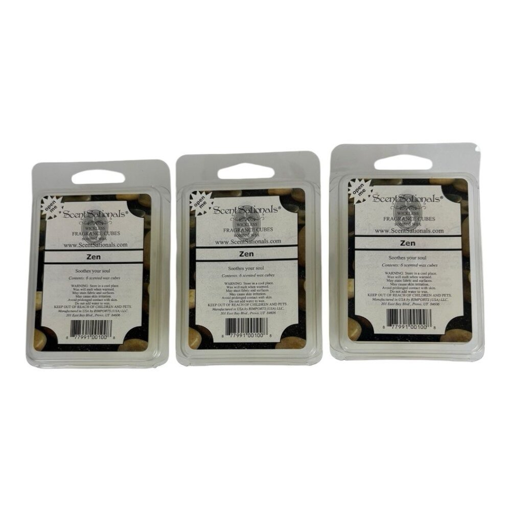 Scentsationals Wax Melts, Wax Cubes Strong Scent -Zen - 3 Packs Included